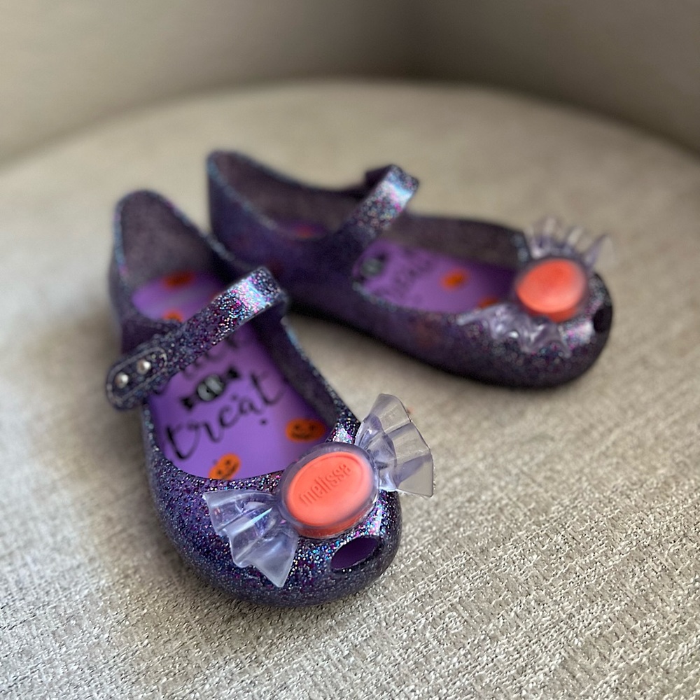 Mini Melissa Halloween Trick-or-treat glitter flats size 9